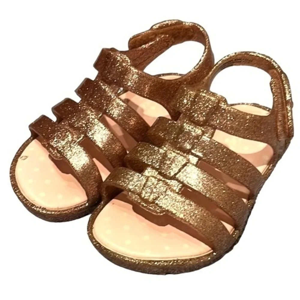 Rose Gold Pink Gold Glitter Jelly Sandals Cat and Jack Size 5